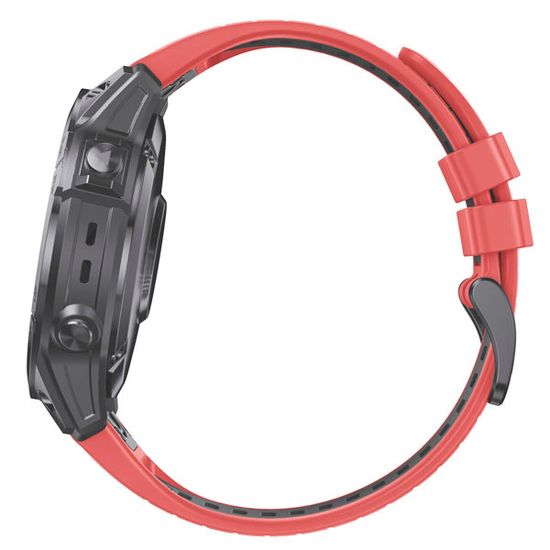Ремешок силиконовый QuickFit 22 мм. для Garmin Fenix 7 PRO/7/6/5/5 plus, Quatix 5, MARQ, Forerunner 935 / 945, instinct, instinct 2 быстросъемный ( стиль Fenix 7 Pro ), красный/черный
