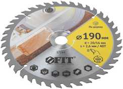 Диск пильный по дереву, 190х20 мм, 40T для циркулярных пил FIT IT 37744