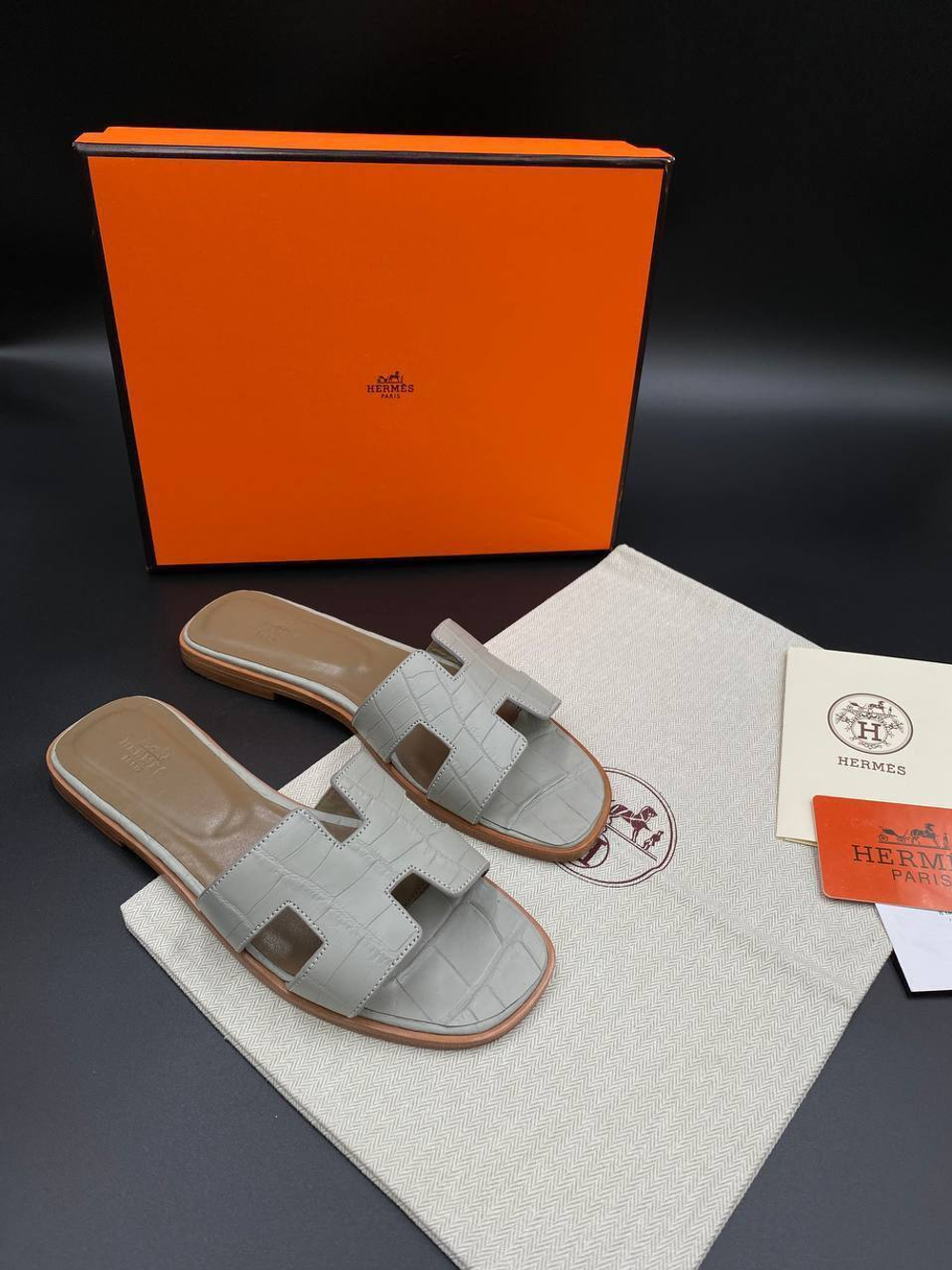 Шлепанцы Hermes из кожи крокодила, арт. 718735