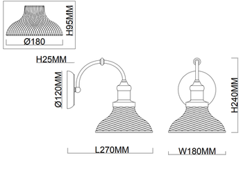 Светильник настенный 1*Е27 2009/02/01W чёрный Feloria Stilfort