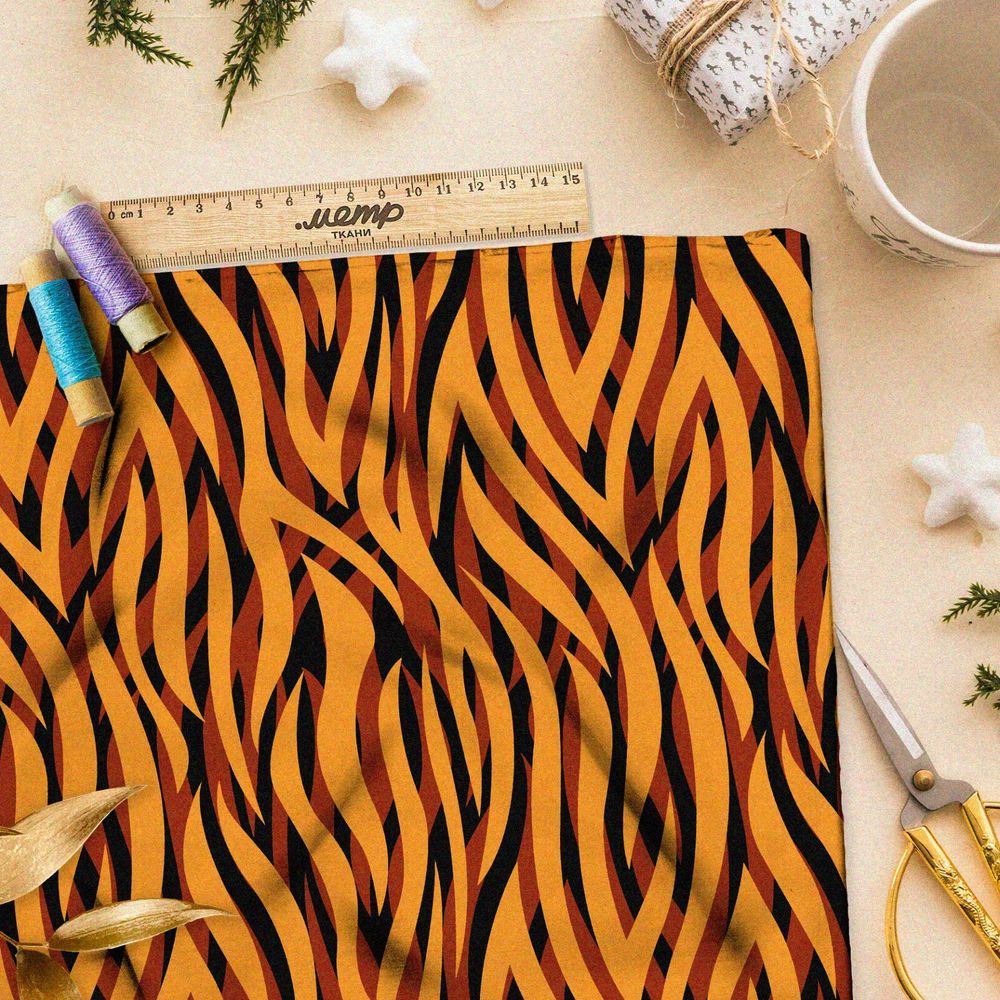 Ткань шифон тигр с эффектом наложения