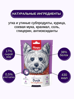Wanpy Dog лакомство Утиные сосиски 100 г