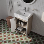 Тумба с умывальником напольная с дверцами IDDIS Zodiac, 50 см, белая/под дерево, ZOD5ADFi95K