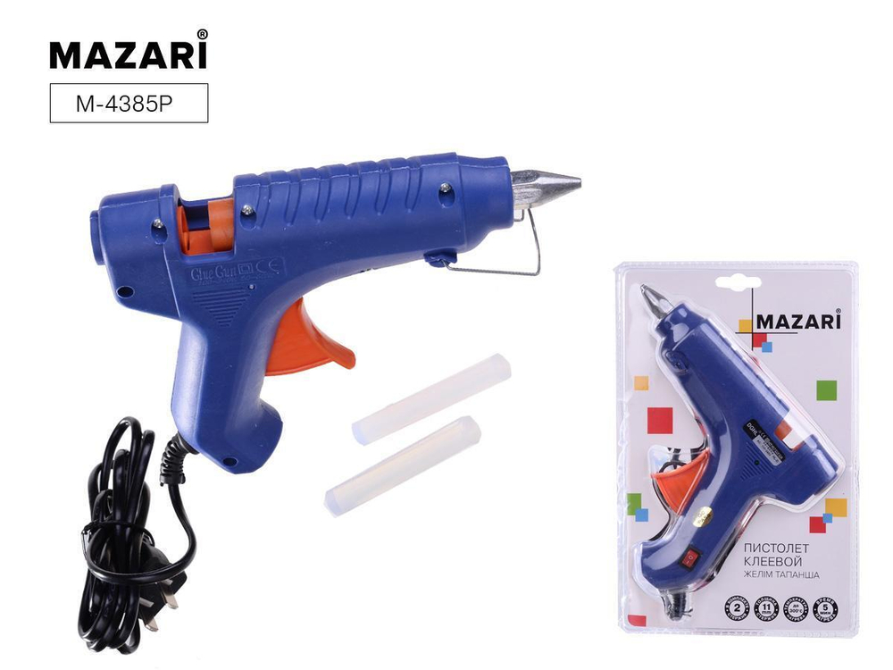 Клеевой пистолет 60Вт для стержня 1.1 см с кнопкой включения(Mazari)