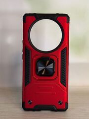 Противоударный чехол для Honor X9A красный с пластиной для магнитного автодержателя и кольцом подставкой