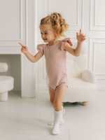 Боди c кружевной спинкой с кор.рукавом, Пудровый