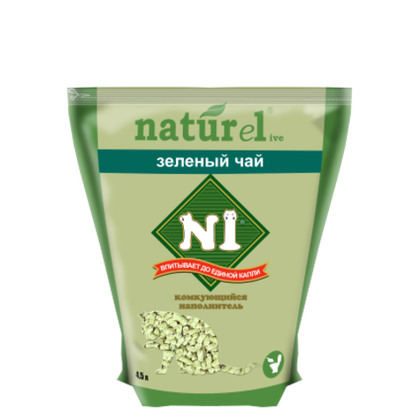 №1 NATUREL Наполнитель для кошачьего туалета "Зеленый чай", 4,5 л