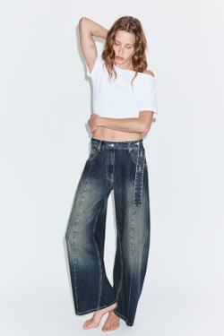 ZARA ДЖИНСЫ TRF ОВЕРСАЙЗ СО СРЕДНЕЙ ПОСАДКОЙ, МОРСКОЙ СИНИЙ