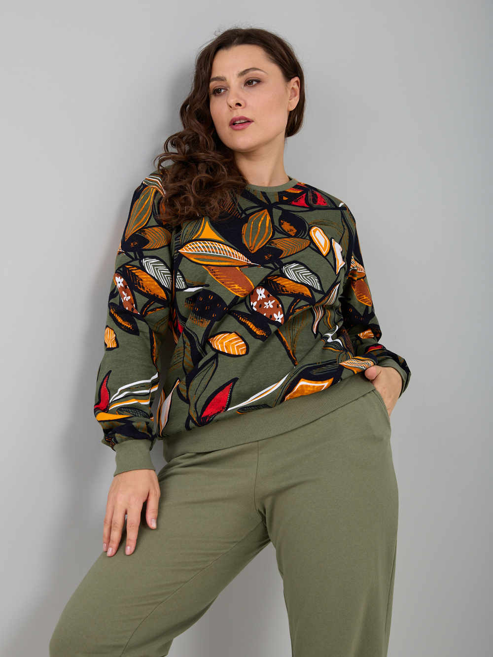 Толстовка К-90Х/хаки-осеннийлист