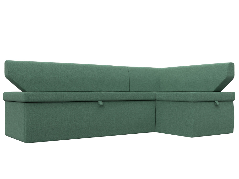 Диван кухонный угловой Омура правый угол, Амур 11 зеленый, Рогожка, 125897
