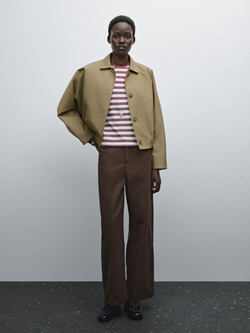 Massimo Dutti Брюки из смесового хлопка, шоколадный