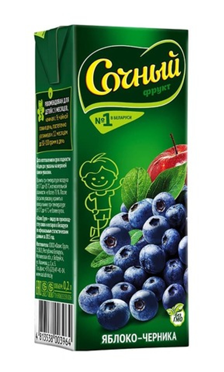 Нектар Яблоко-черника 0,2л. Сочный фрукт