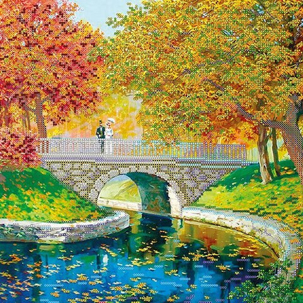 Схема для вышивки бисером на натуральном художественном холсте "Прозрачная осень-1", 300 х 300 мм (О