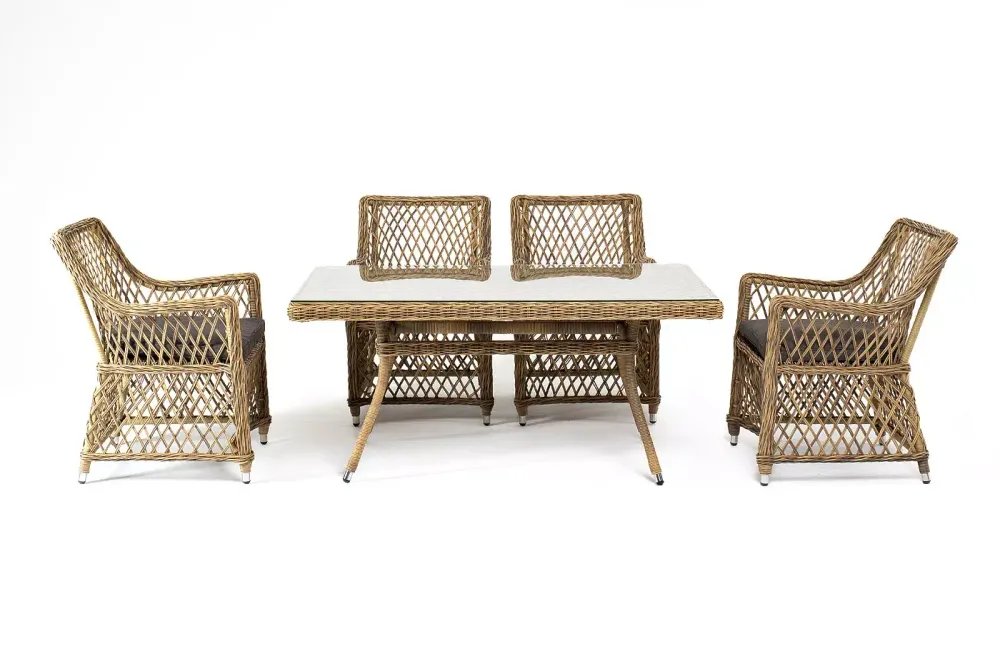 "Латте–140 L" обеденная группа плетеная, цвет соломенный