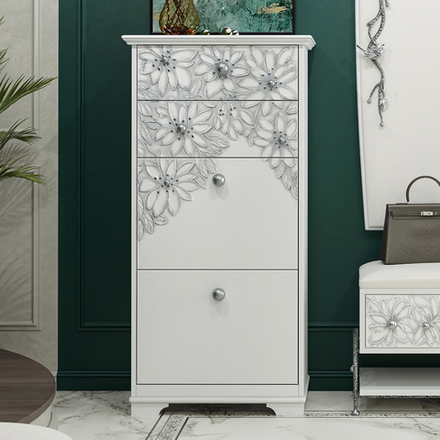 Тумба для обуви Терра-4 (с 4-мя ящиками) Айс Античное серебро