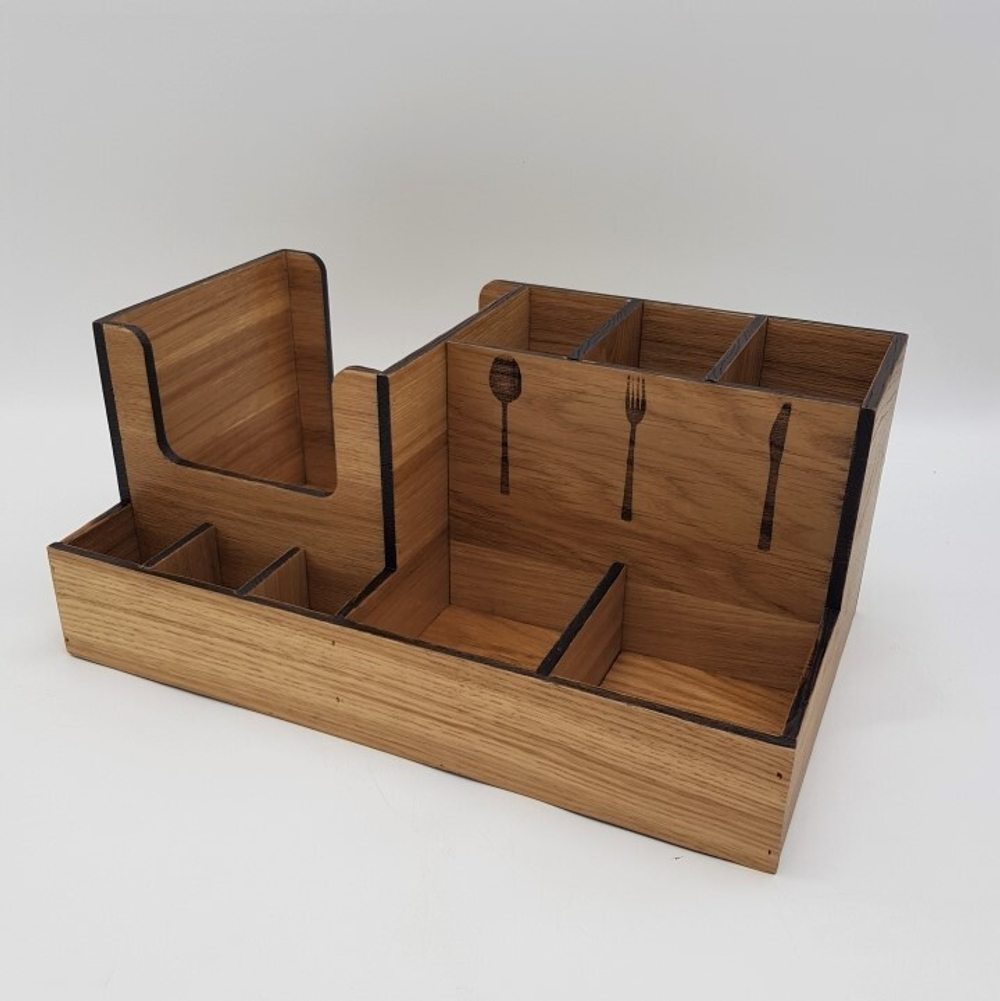 Органайзер для столовых приборов; дуб; лак;H=140,L=310,B=185мм