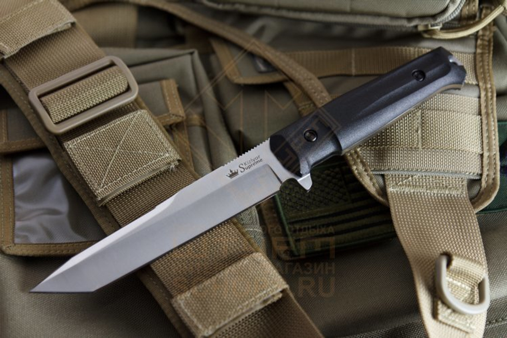 Нож Kizlyar Supreme Aggressor AUS-8 кратон, Black/Stonewash