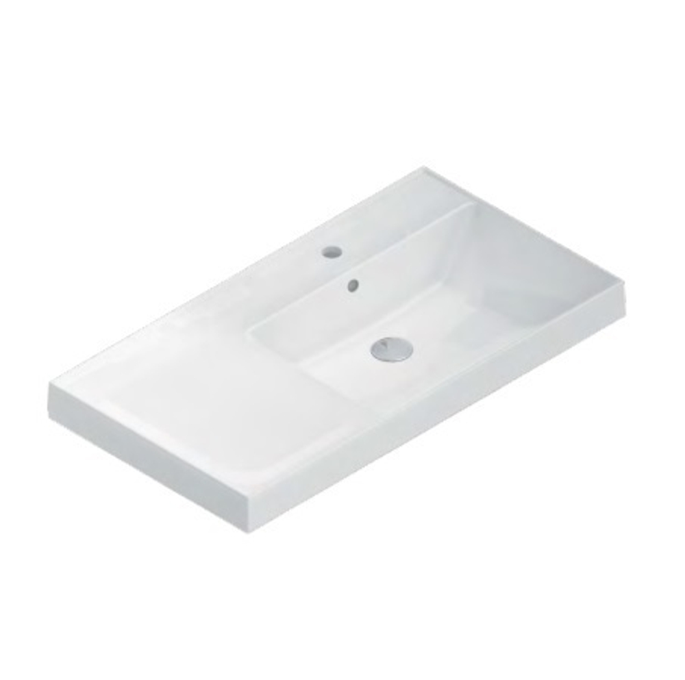 Раковина CUBO правая подвесная/мебельная 90, белая глянцевая CU.wb.90rh