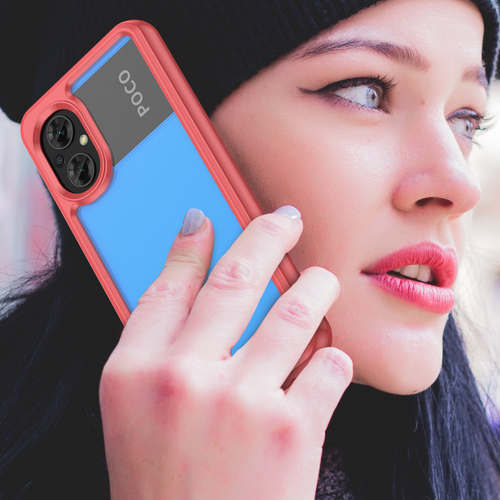 Усиленный чехол с боковыми рамками красного цвета для Xiaomi Poco M5 4G, мягкий отклик кнопок