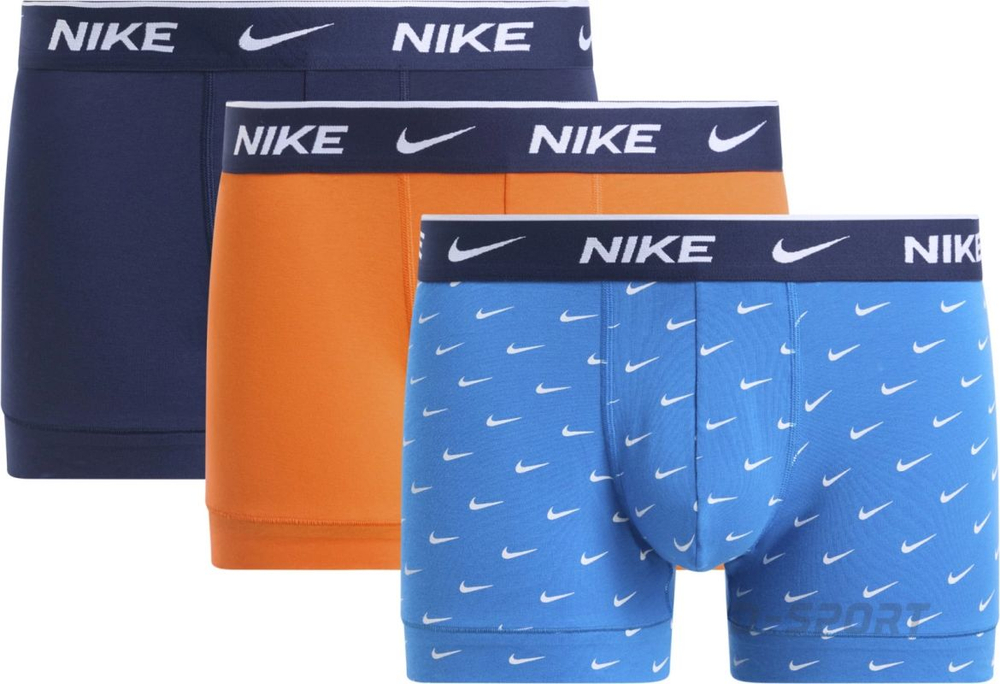 Боксерки теннисные Nike Dri-Fit Essential Cotton Stretch Trunk 3P - blue/orange/dark blue