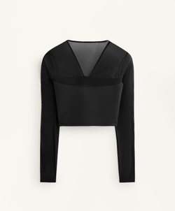 Oysho Топ Comfortlux с длинным рукавом из сетки, черный