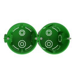 Коробка установочная ЭРА KUTS1-68-45-green зеленая 68х45мм для твердых стен с саморезами, один стыковочный узел IP20 | Коробки монтажные установочные для твердых стен