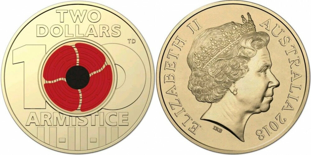 Австралия 2 доллара, 2018 100 лет со дня окончания Первой Мировой войны UNC