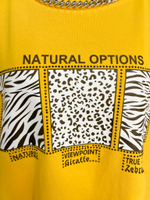 Футболка Archie 6688 удлиненная с цепочкой и надписью Natural Options однотонная