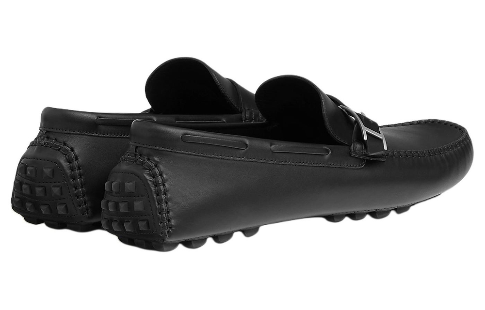 HERMES Idylle Gommino Loafers Men"s Black