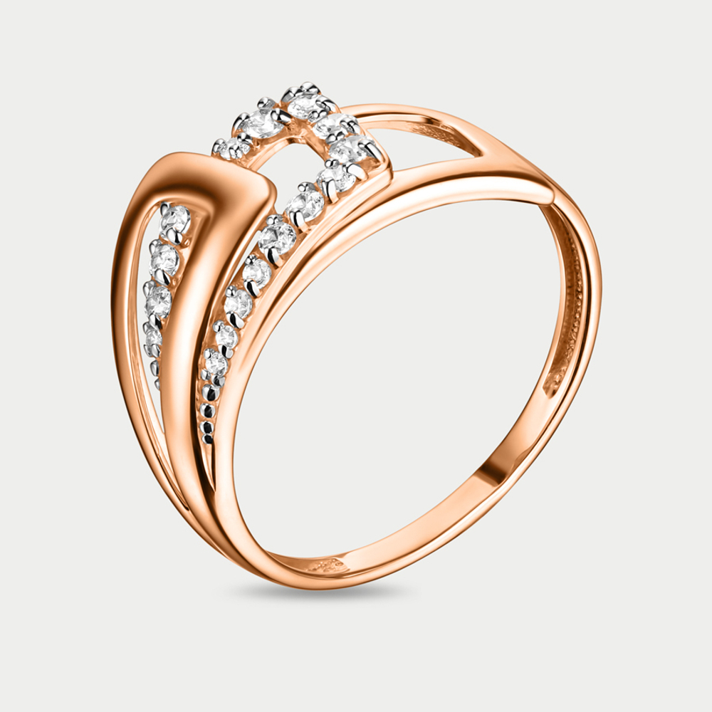 Кольцо женское из розового золота 585 пробы с фианитами (арт. 026811-1102)