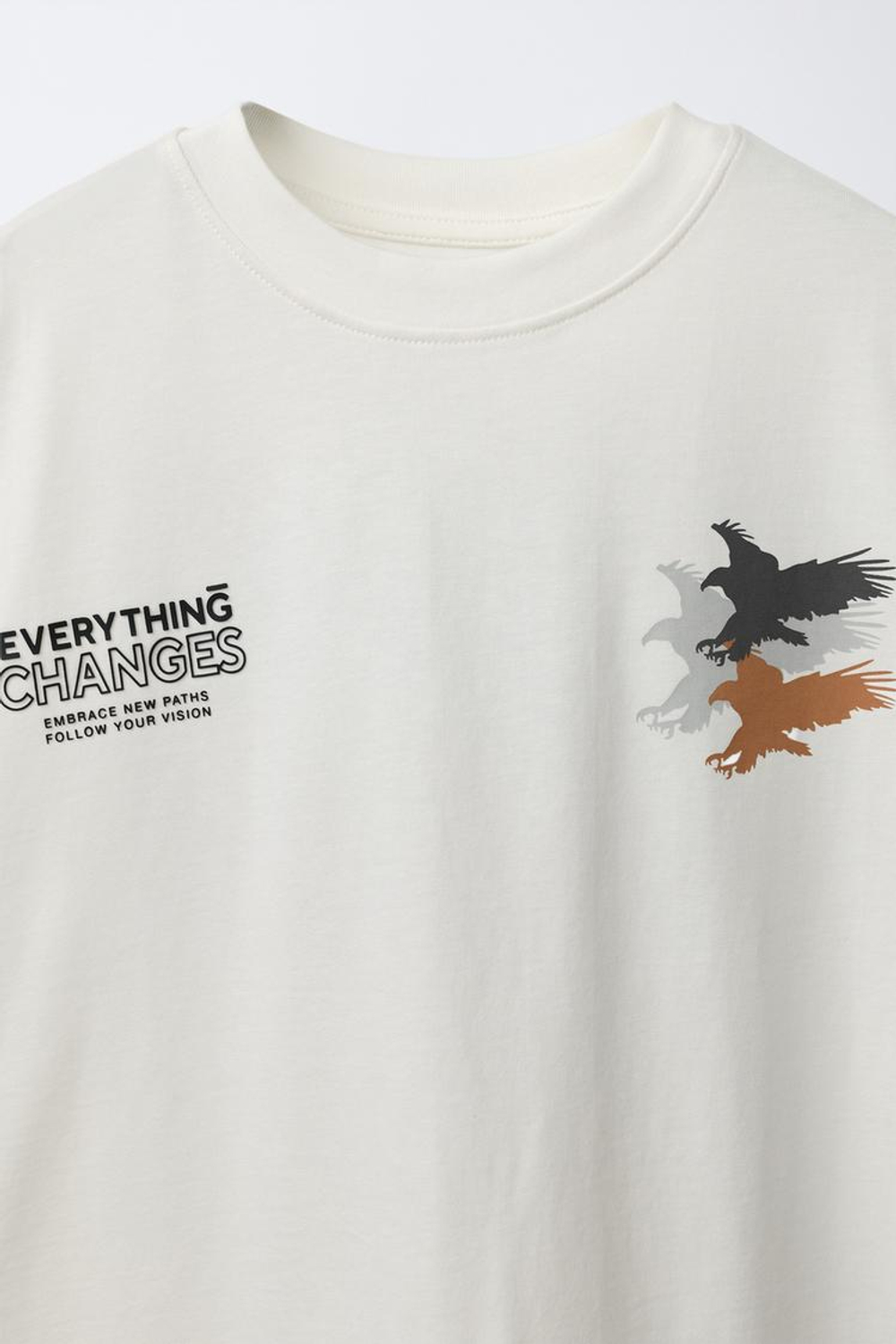 ZARA ФУТБОЛКА С НАДПИСЬЮ И ПРИНТОМ, БЕЛЫЙ