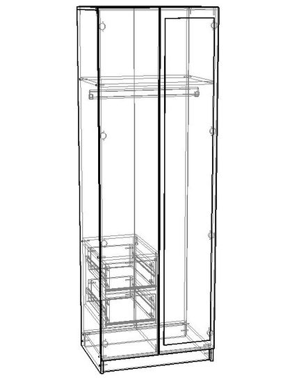 Шкаф ПАРМА-1 с зеркалом левый