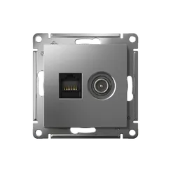 Розетка компьютерная + телевизионная 2-м СП AtlasDesign RJ45 кат.5E + TV механизм сталь SE ATN000989