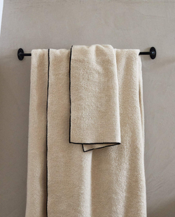 ZARA HOME ПОЛОТЕНЦЕ ИЗ ХЛОПКА, ПЕСОЧНЫЙ/ЧЕРНЫЙ