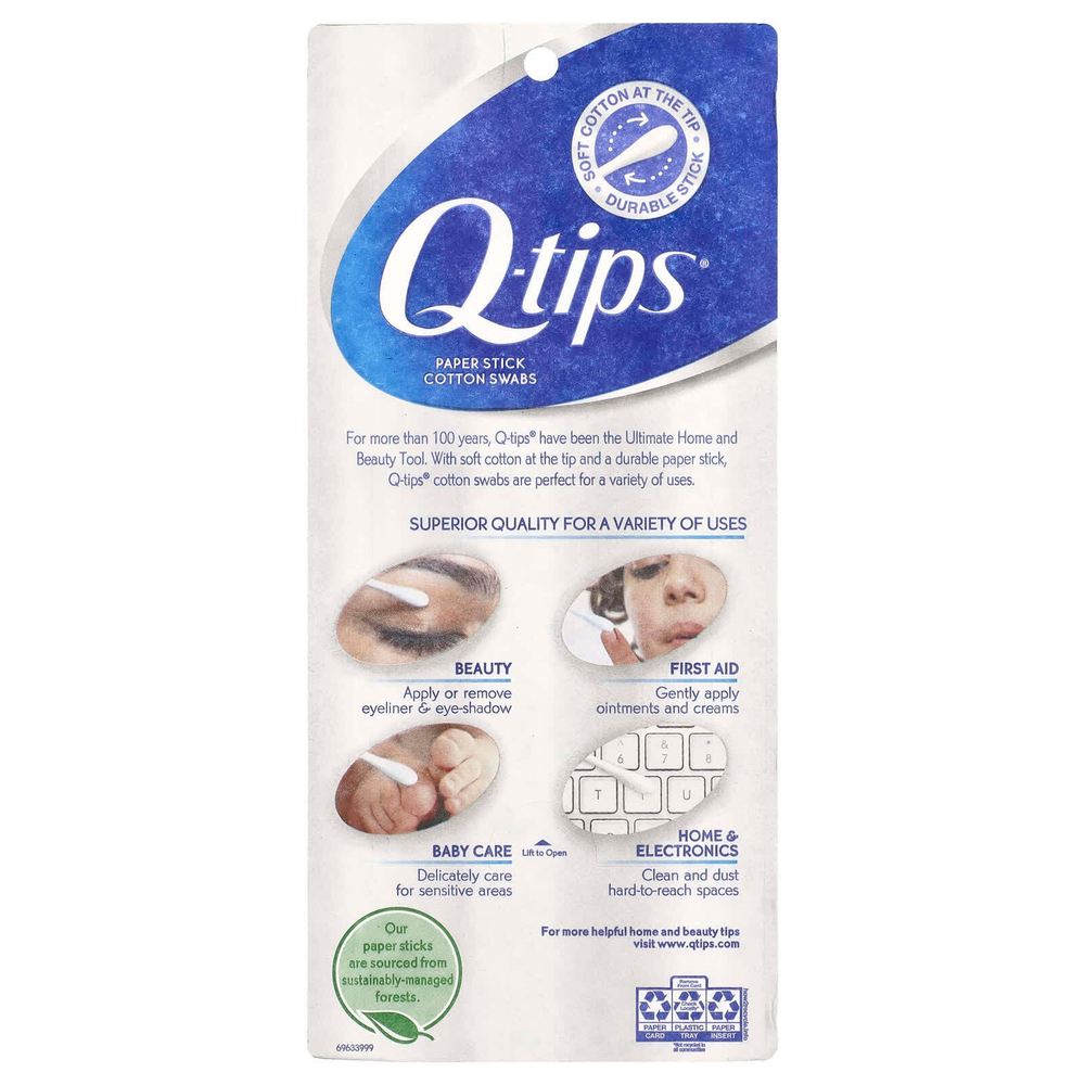 Q-tips, Бумажные палочки, ватные палочки, 750 тампонов