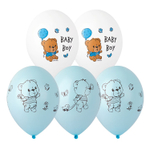 Шар латексный 35см Мишка малыш (Голубой)