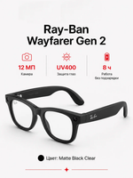 Умные очки Ray-Ban Wayfarer (Gen 2), линзы Clear, оправа Matte Black, размер 50(M)