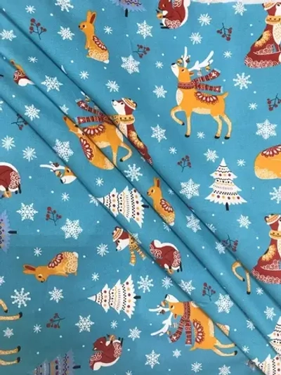 Ткань для шитья Рогожка новогодняя 1 метр