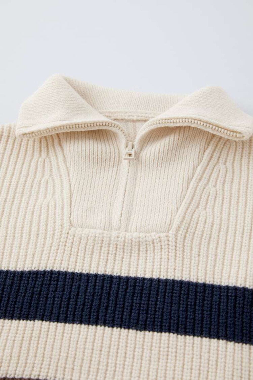 ZARA СВИТЕР В ПОЛОСКУ НА МОЛНИИ, ЭКРЮ