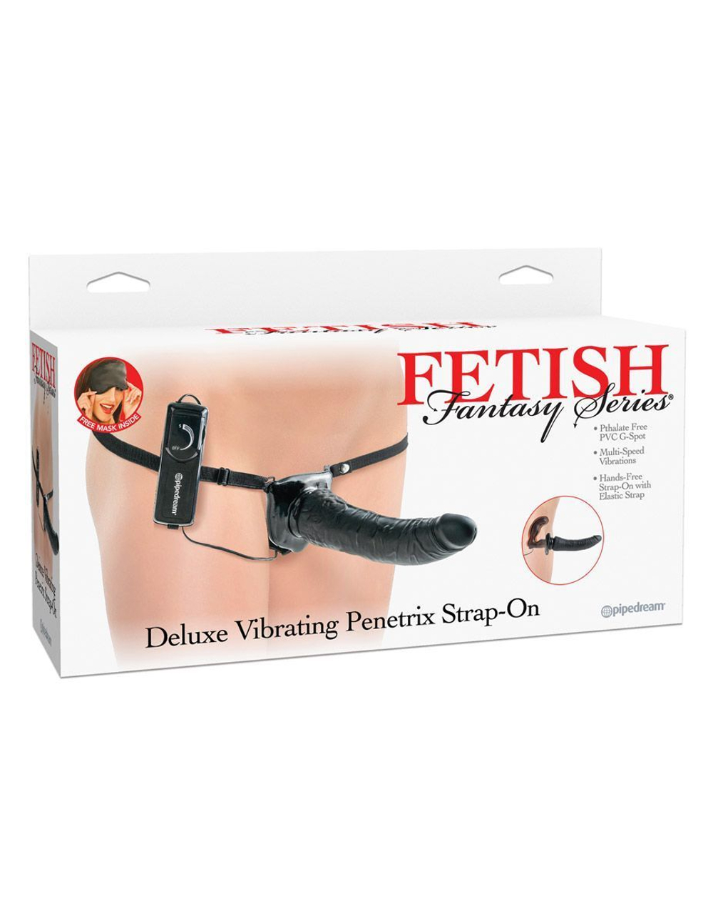 Черный страпон Deluxe Vibrating Penetrix Strap-On - 19 см.