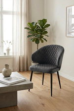 Стул М-City DISAUR Хилт поворотный на 360 градусов, B28 темно-серый, Велюр, Черный каркас