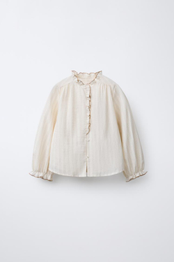 ZARA Х BENSIMON ® РУБАШКА С КОНТРАСТНЫМИ ДЕТАЛЯМИ, СВЕТЛО-КОРИЧНЕВЫЙ