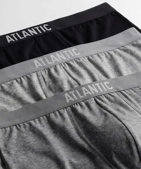 Трусы мужские боксеры (3шт) Atlantic Basic 3BMH-011, хлопок, черный + серый меланж + темно-серый меланж