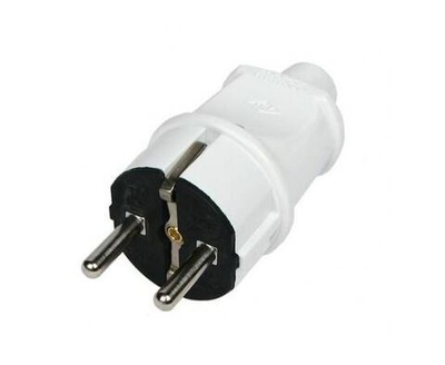 Вилка прямая с/з 16А 250В белая Makel