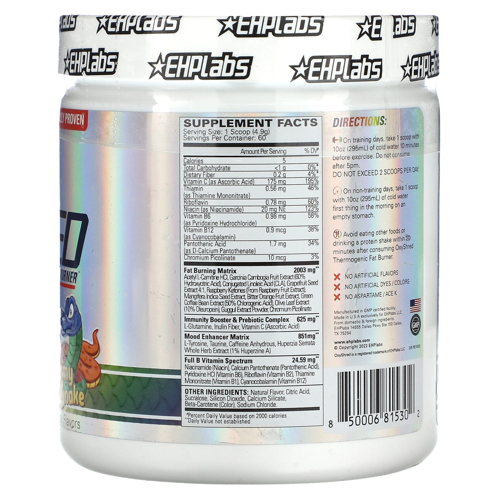EHPlabs, OxyShred, термогенный сжигатель жира, жевательная змея, 292 г (10 унций)