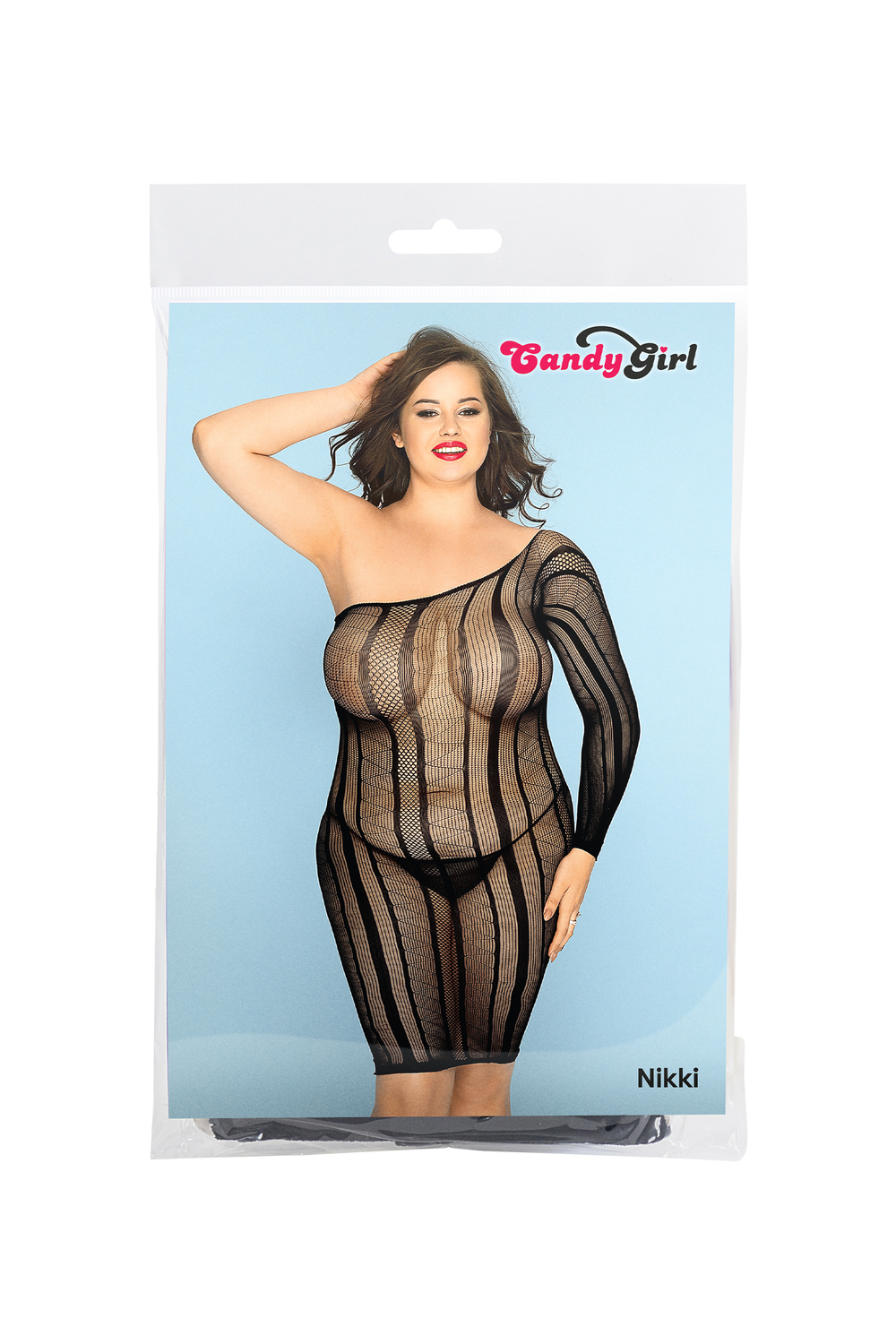 Платье-сетка и стринги Candy Girl Nikki черные 2XL