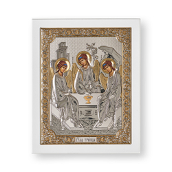 Св. Троица, икона прямоугольная с рамкой, белое дерево 150х190