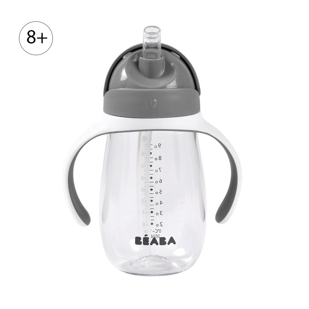 Детский поильник-непроливайка с трубочкой BEABA, 300 мл серый