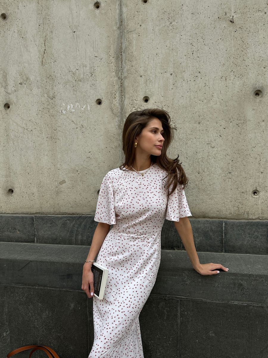 Платье из вискозы с завязками на спине макси в цветок