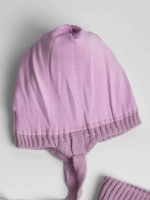 Шапка и снуд для девочки с ушками на завязках